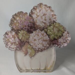 Acrylic Potted Hydrangea Bloom Block Die-cut Shelf Pumpkin Sitter Garden Decor
